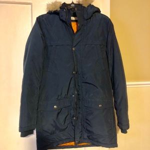 H&M boys youth ski jacket w/ fur removable hood